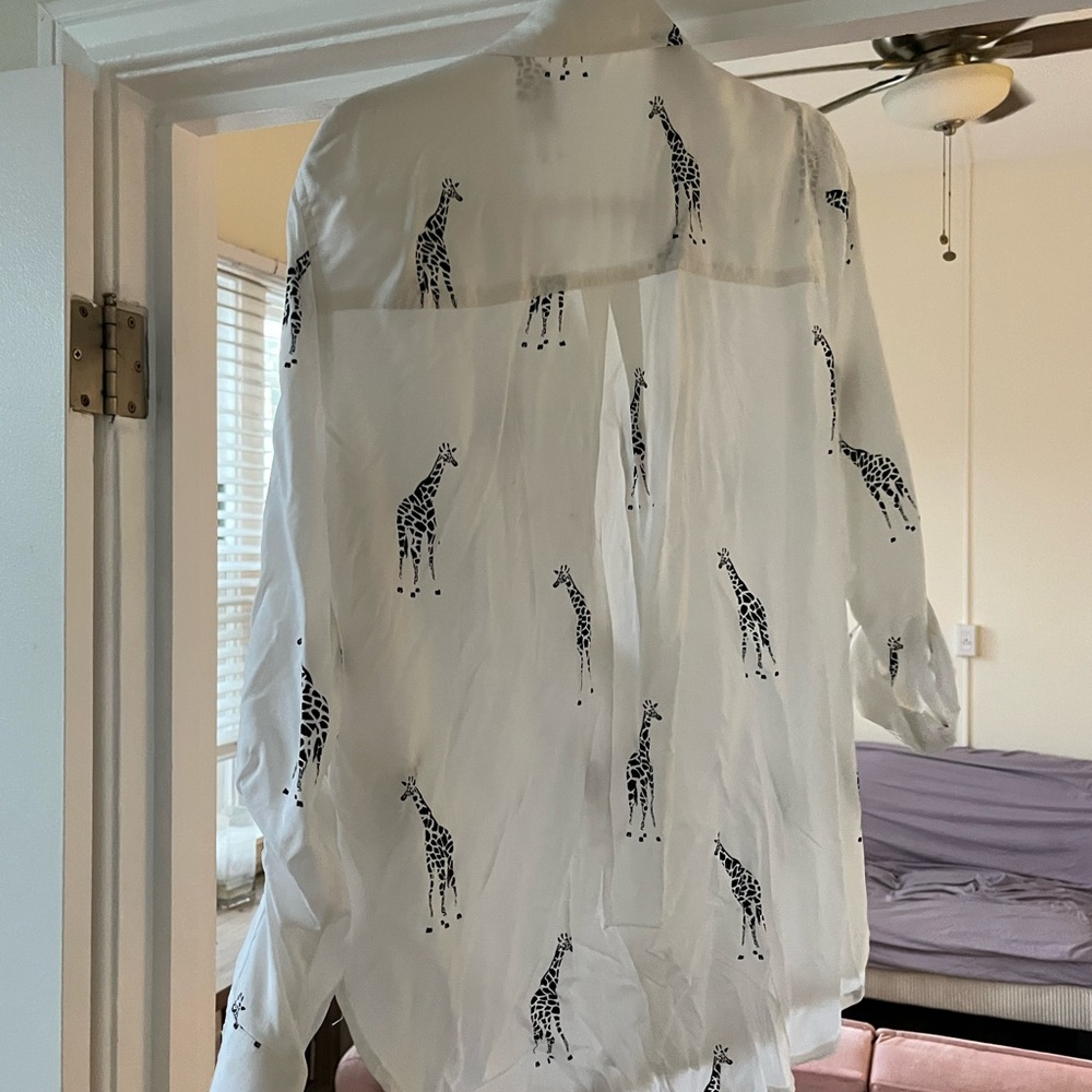 White Shirt with Giraffe Print